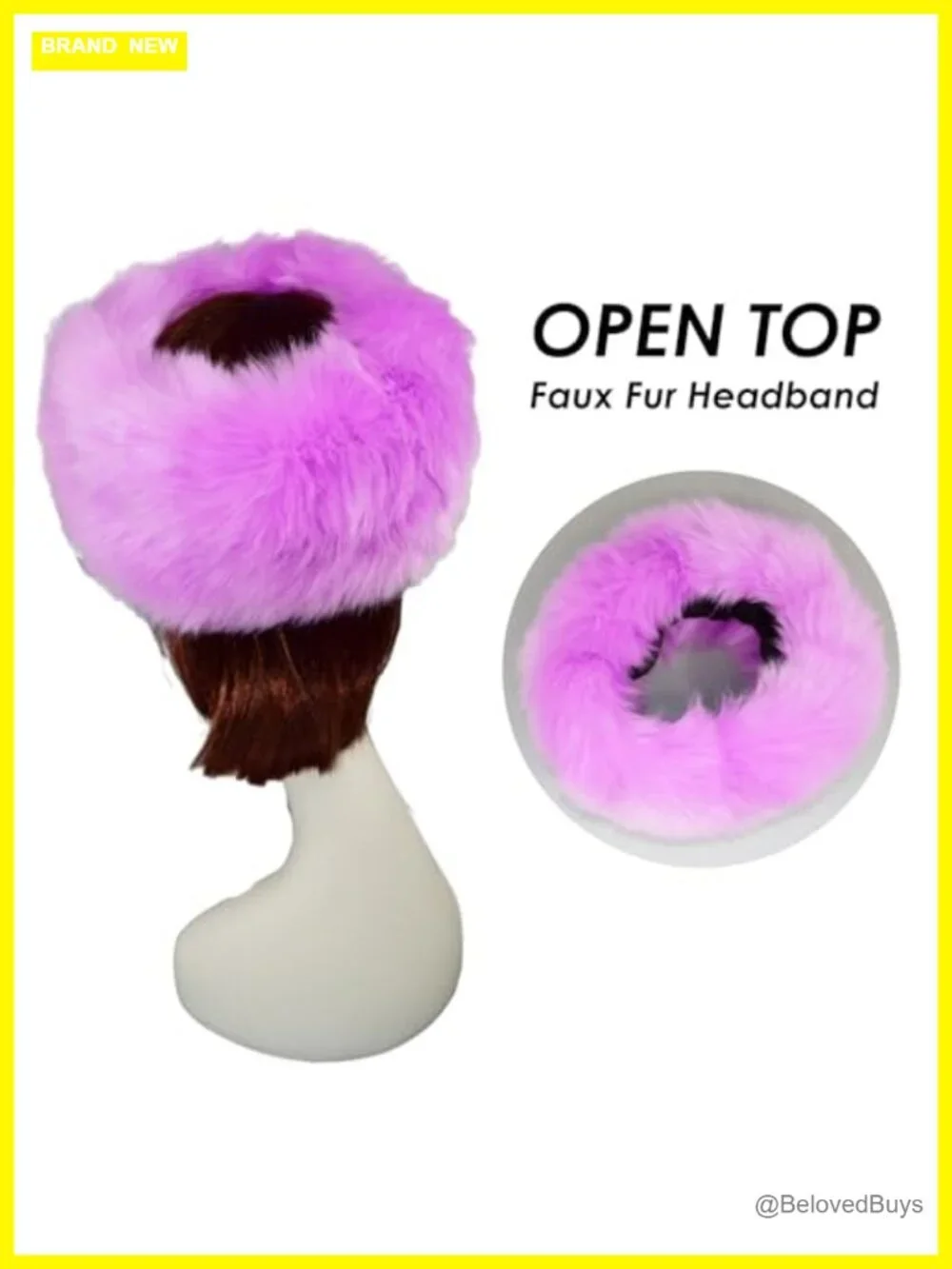 Faux Fur Headband & Wrist Cuffs Set, Fluffy Fashion Cossack Style